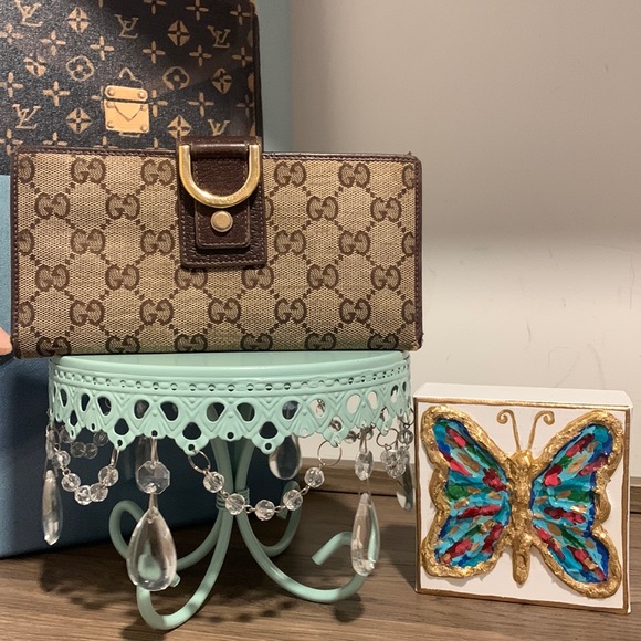 Handbags - Gucci Canvas & Leather Long Wallet
